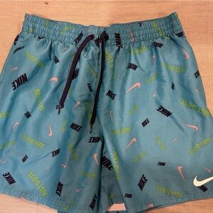 Nike Green and Blue Athletic Shorts Lightweight Design